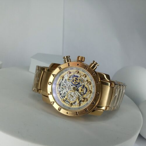 Bulgari Gold Skeleton Automatic Chronograph Men's Watch