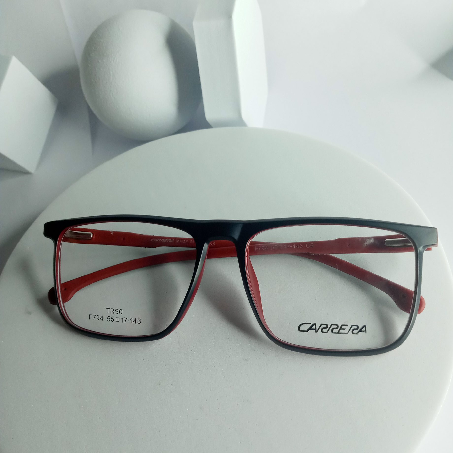 Carrera TR90 F794 Unisex Black Red Rectangle Eyeglasses