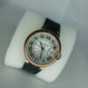 Cartier Ballon Bleu Style Rose Gold Tone Women's Analog Leather Watch with Date