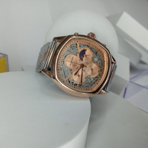 Cartier Men's Rose Gold Skeleton Chronograph Stainless Steel Watch