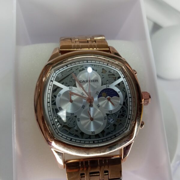 Cartier Men's Rose Gold Skeleton Chronograph Stainless Steel Watch