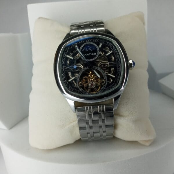 Cartier Tonneau Skeleton Automatic Men's Silver Watch