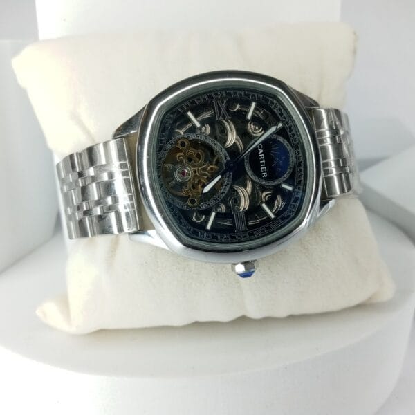 Cartier Tonneau Skeleton Automatic Men's Silver Watch