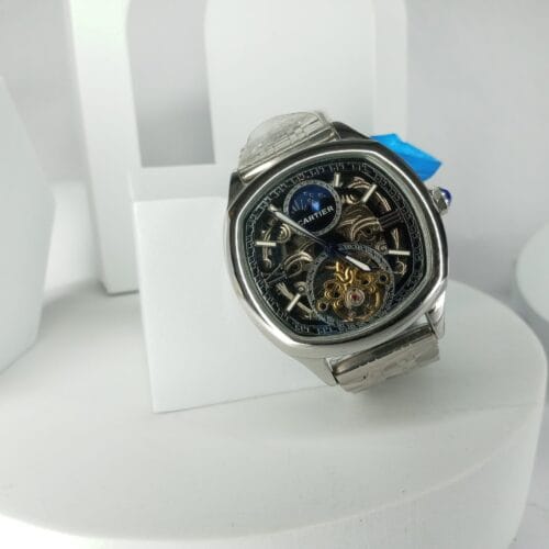 Cartier Tonneau Skeleton Automatic Men's Silver Watch