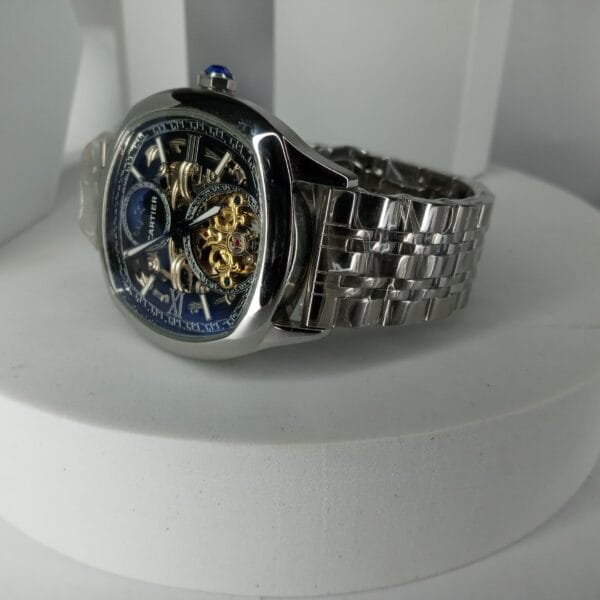 Cartier Tonneau Skeleton Automatic Men's Silver Watch