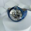 Cartier Blue Skeleton Dial Automatic Men's Luxury Watch with Leather Strap