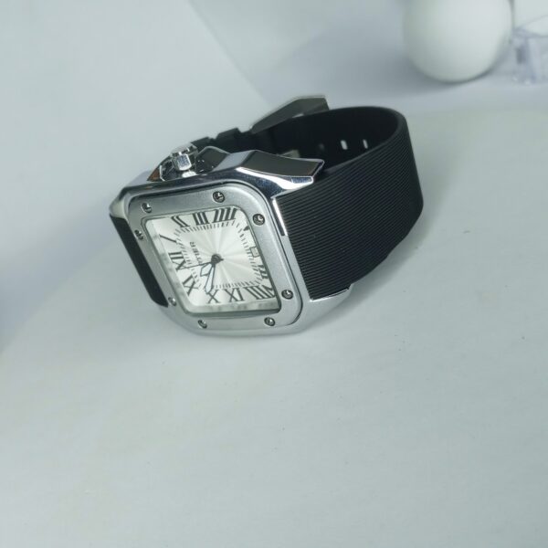 Cartier Santos-Dumont Style Men's Rose Gold  White Rubber Watch