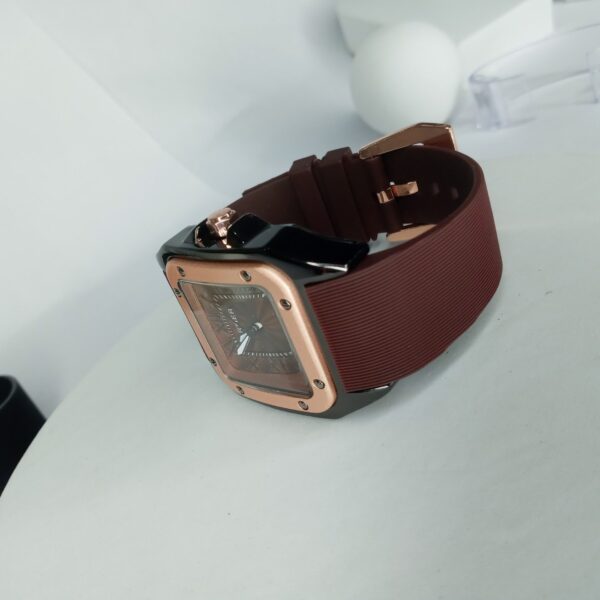 Cartier Santos-Dumont Style Men's Rose Gold  White Rubber Watch