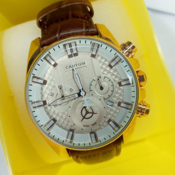 Cartier Men's Gold-Tone Chronograph Leather Watch