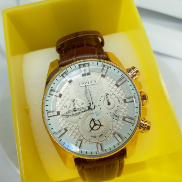 Cartier Men's Gold-Tone Chronograph Leather Watch