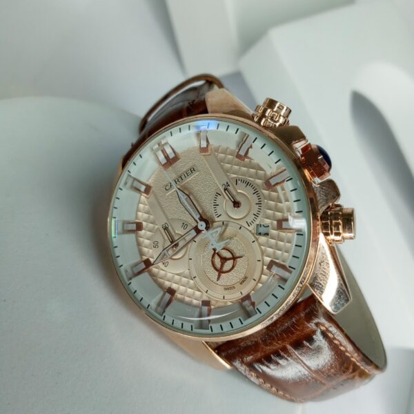 Cartier Men's Gold-Tone Chronograph Leather Watch