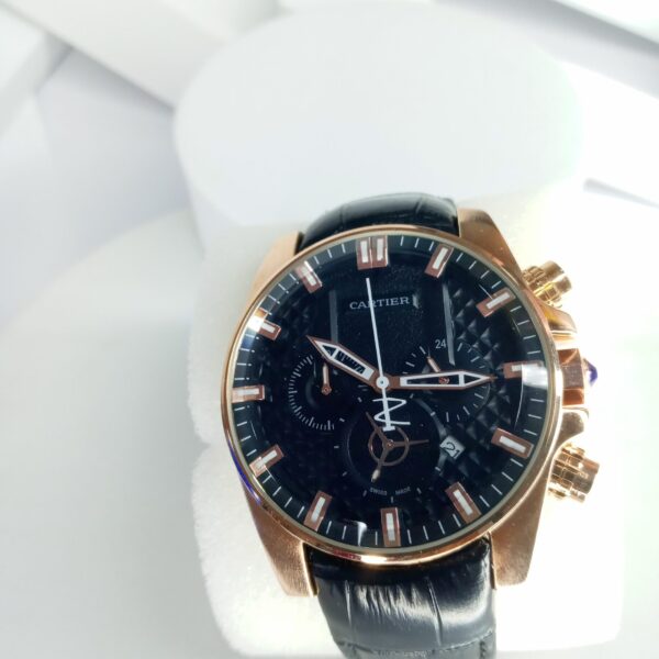 Cartier Men's Gold-Tone Chronograph Leather Watch