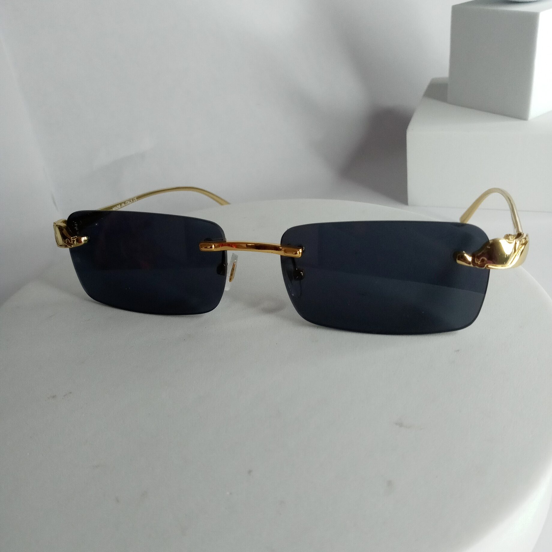 Cartier Panthère Gold Frameless Rectangle Sunglasses - Made in Italy