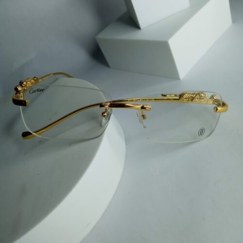 Cartier Luxury Gold Rimless Leopard Designer Eyeglasses