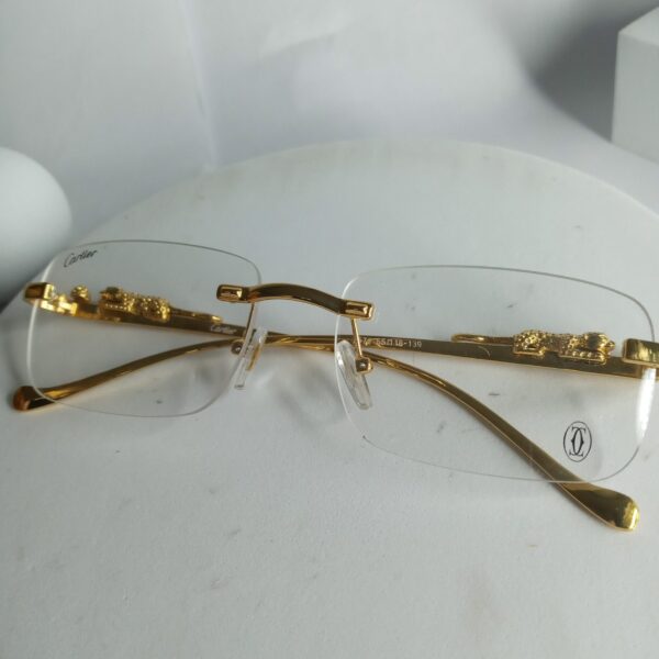 Cartier Luxury Gold Rimless Leopard Designer Eyeglasses
