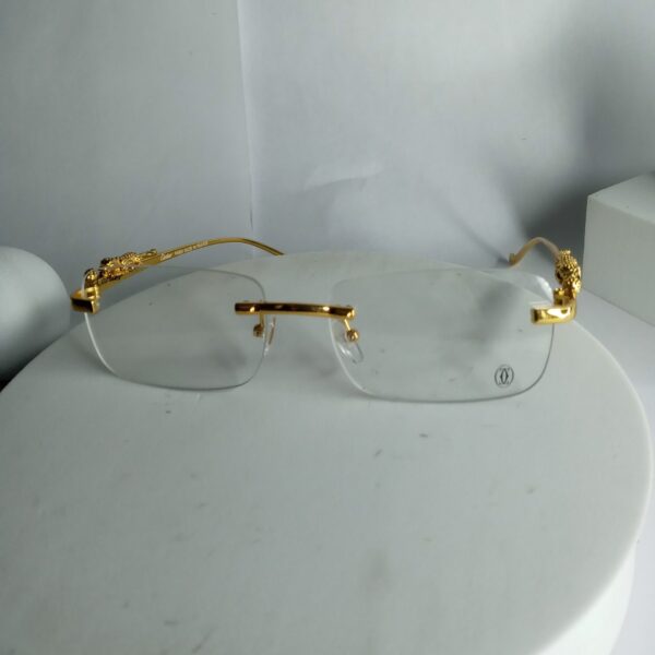 Cartier Luxury Gold Rimless Leopard Designer Eyeglasses