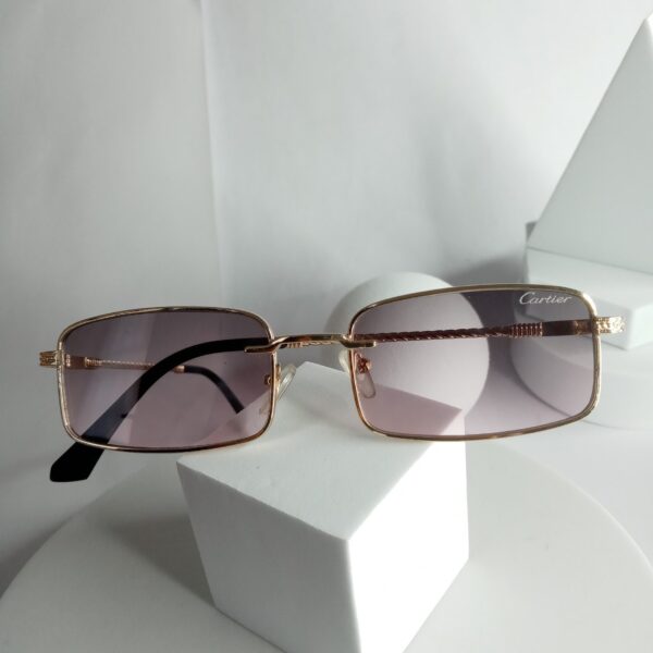 Cartier Gold Frame Rectangle Gradient Sunglasses CA328