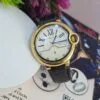 Cartier Luxury Gold Case Men's Leather Watch with Date Display