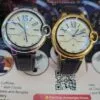 Cartier Luxury Gold Case Men's Leather Watch with Date Display