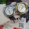 Cartier Luxury Gold Case Men's Leather Watch with Date Display