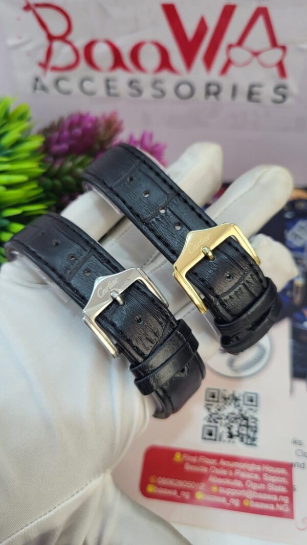 Cartier Luxury Gold Case Men's Leather Watch with Date Display