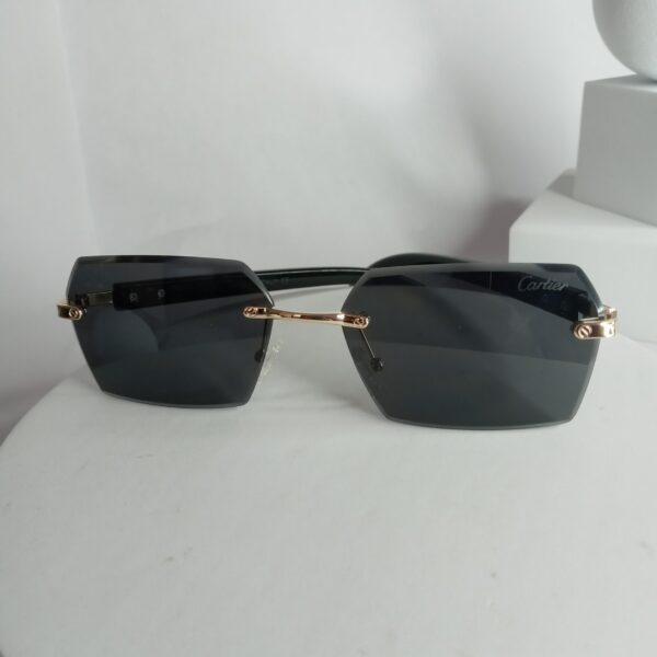 Cartier CA317 Rimless Rectangular Brown Gradient Sunglasses with Gold Accents