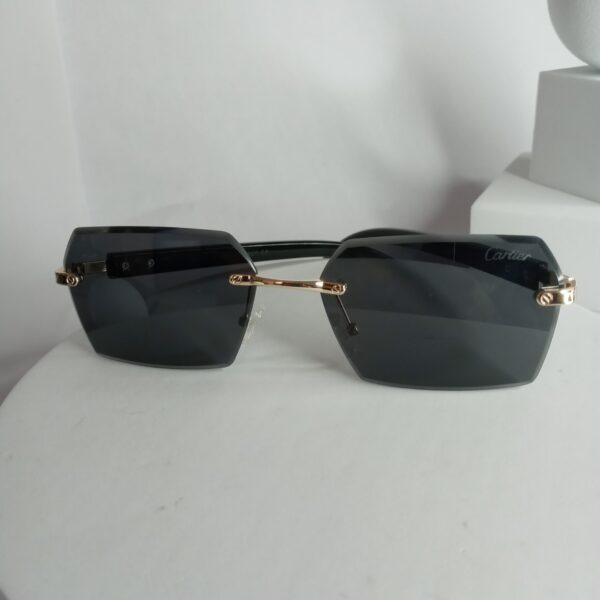 Cartier CA317 Rimless Rectangular Brown Gradient Sunglasses with Gold Accents