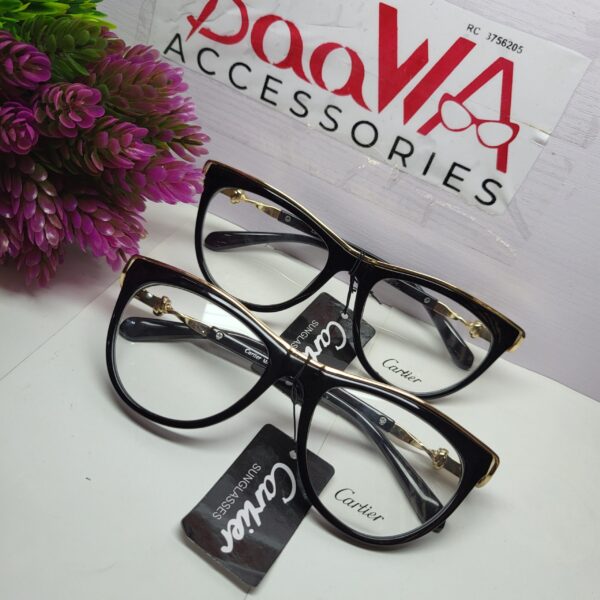 Cartier Cat-Eye Black Gold Thick Frame Women's Glasses