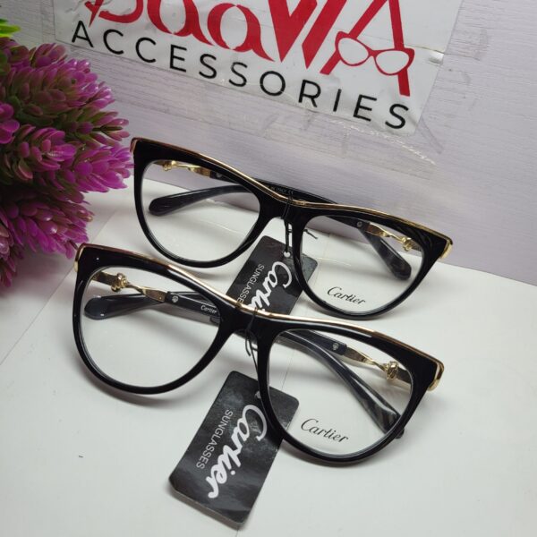 Cartier Cat-Eye Black Gold Thick Frame Women's Glasses