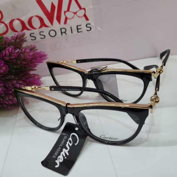 Cartier Cat-Eye Black Gold Thick Frame Women's Glasses