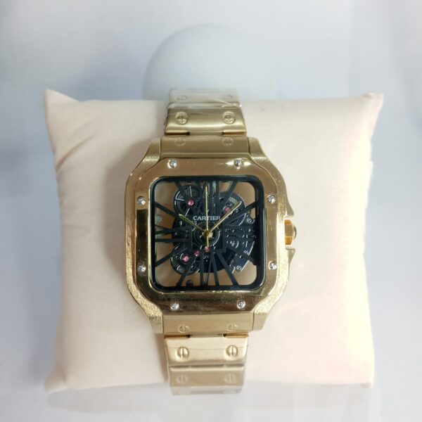 Cartier Santos Skeleton Gold-Plated Automatic Men's Luxury Watch