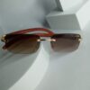 Cartier Men's Rimless Wooden Frame Sunglasses with Brown Gradient Lenses