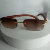Cartier Men's Rimless Wooden Frame Sunglasses with Brown Gradient Lenses