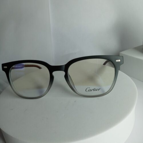 Cartier CA338 Gradient Square Eyeglasses with Wood Temples