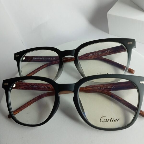 Cartier CA338 Gradient Square Eyeglasses with Wood Temples