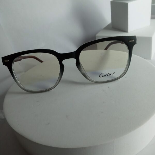 Cartier CA338 Gradient Square Eyeglasses with Wood Temples