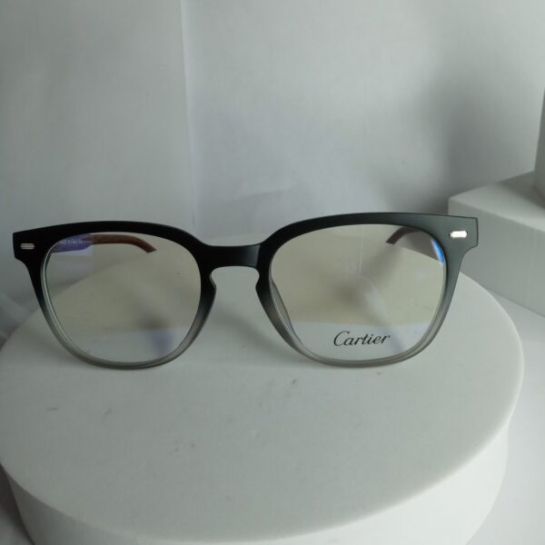 Cartier CA338 Gradient Square Eyeglasses with Wood Temples