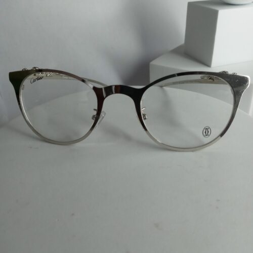 Cartier Silver Metal Cat-Eye Prescription Ready Glasses CA23