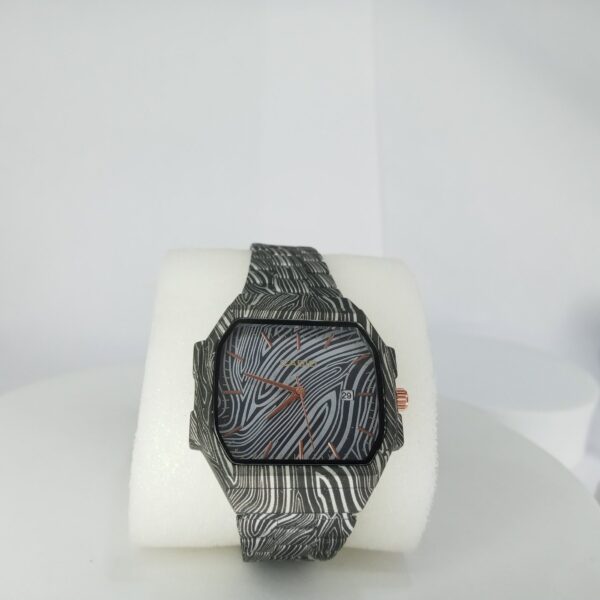 Casio Octagonal Blue Geometric Patterned Analog Watch with Date Display