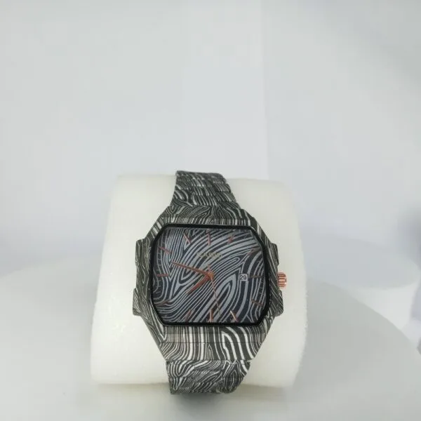 Casio Octagonal Blue Geometric Patterned Analog Watch with Date Display