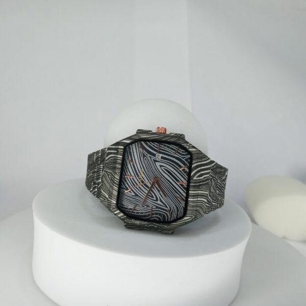 Casio Octagonal Blue Geometric Patterned Analog Watch with Date Display