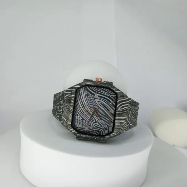Casio Octagonal Blue Geometric Patterned Analog Watch with Date Display