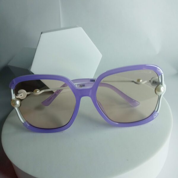 Chanel Women's Oversized Purple Pearl Accent Sunglasses