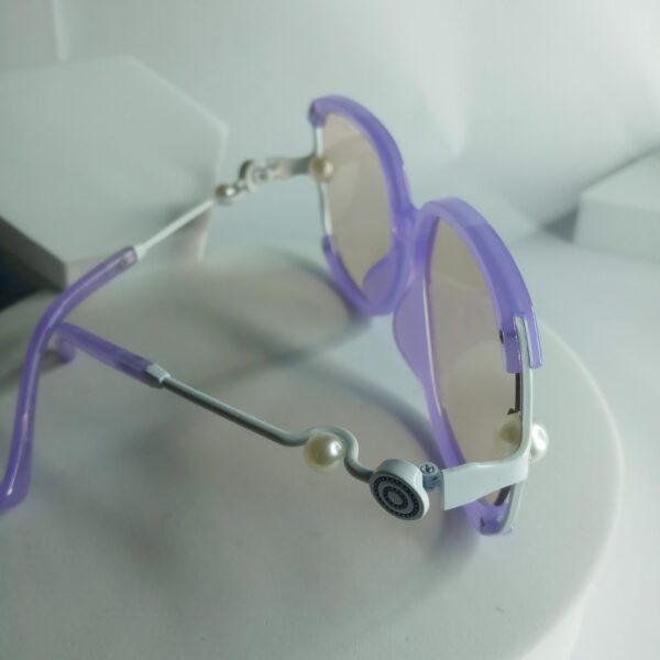 Chanel Women's Oversized Purple Pearl Accent Sunglasses