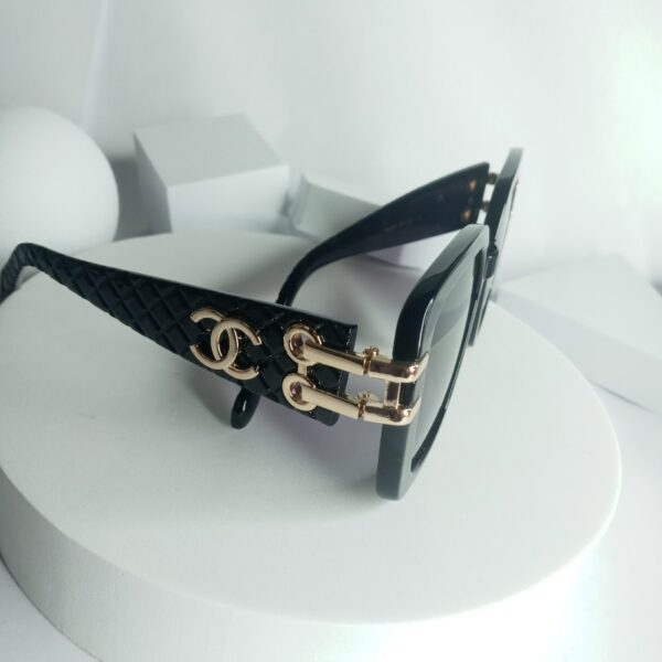 Chanel Black Square Sunglasses with Gold Double Dots CH57