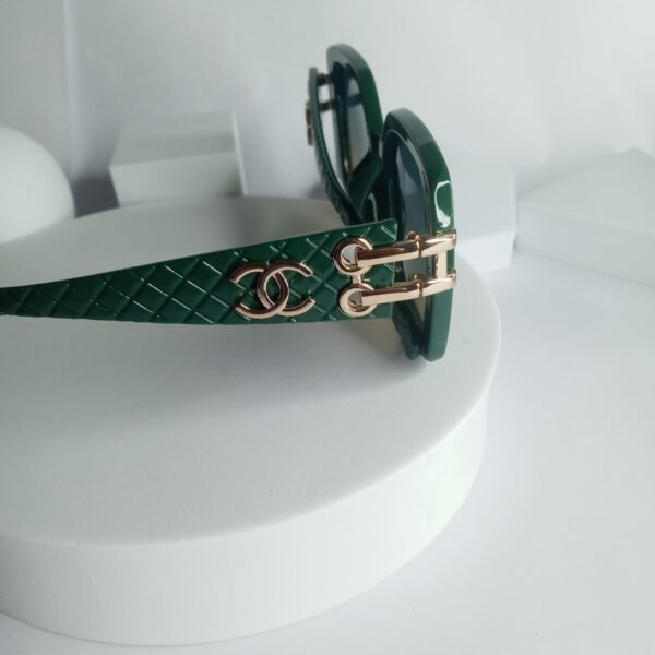 Chanel Black Square Sunglasses with Gold Double Dots CH57