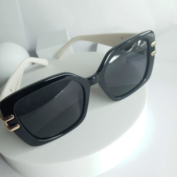 Chanel Black Square Sunglasses with Gold Double Dots CH57