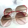 Chanel Women's Oversized Hexagonal Gold Frame Sunglasses with White Accent