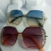 Chanel Oversized Gradient Pink Blue Rhinestone Sunglasses