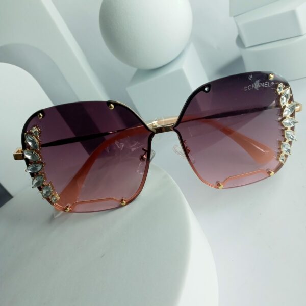 Chanel Oversized Gradient Pink Blue Rhinestone Sunglasses